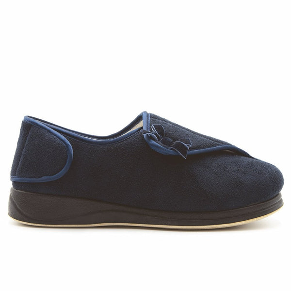 Padders Women's Penny Navy Full Velcro Slippers - Navy