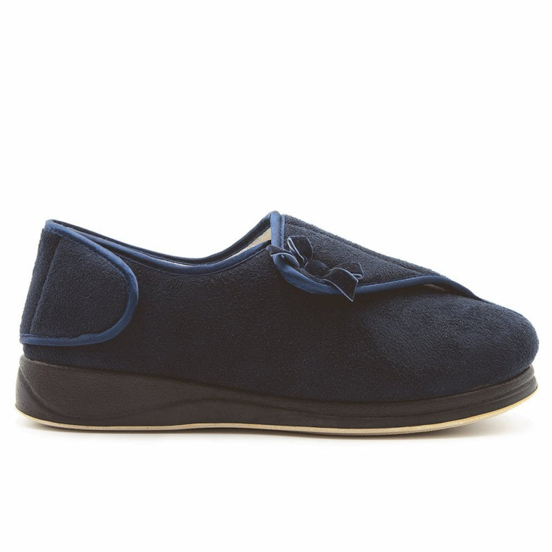 Padders Women's Penny Navy Full Velcro Slippers - Navy