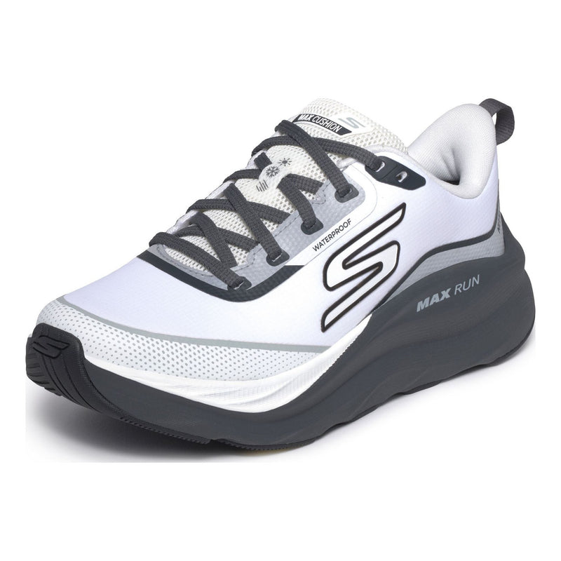 Womens Skechers 129203 Max Cushioning Max Run - Vorteza Waterproof Trainers - White / Charcoal