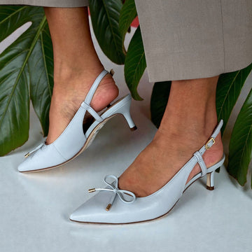 Womens Clarks Zarey Bow Slingback Kitten Heels - Blue