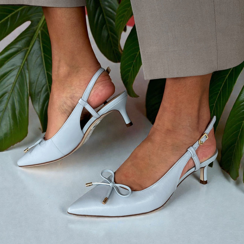 Womens Clarks Zarey Bow Slingback Kitten Heels - Blue