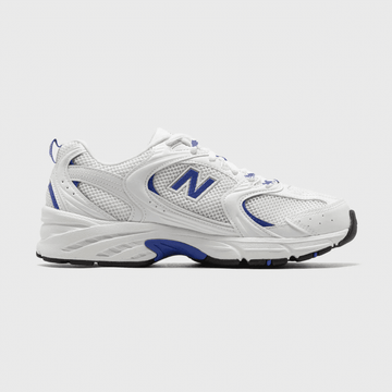 Mens New Balance 530 White with Blue Gemstone - White