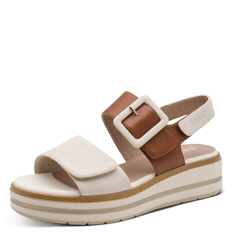 Womens Jana 28266 Beige Wedge Sandals - Beige Gold