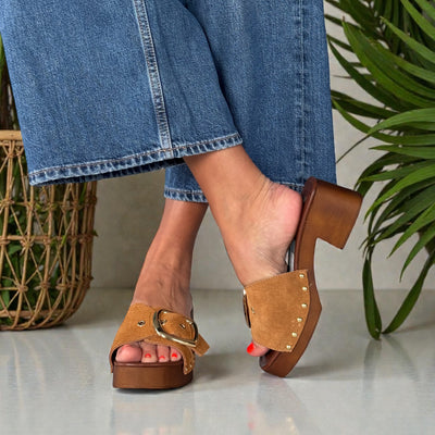 Womens Marco Tozzi 27290 Cognac Mule Clog Sandals - Cognac