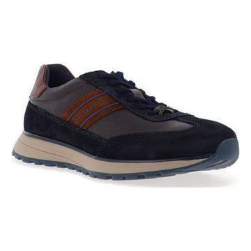 Mens Bugatti AWC03 Dark Blue Leather Casual Lace-up Shoes - Dark Blue