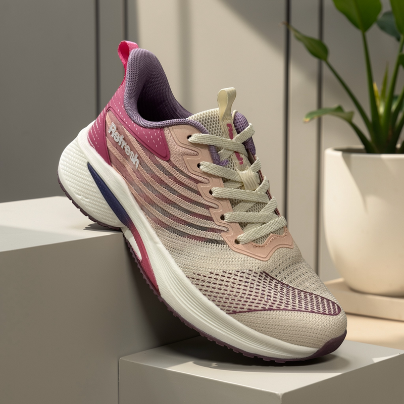Womens Refresh 175117 Knit Sporty Trainers - Pink
