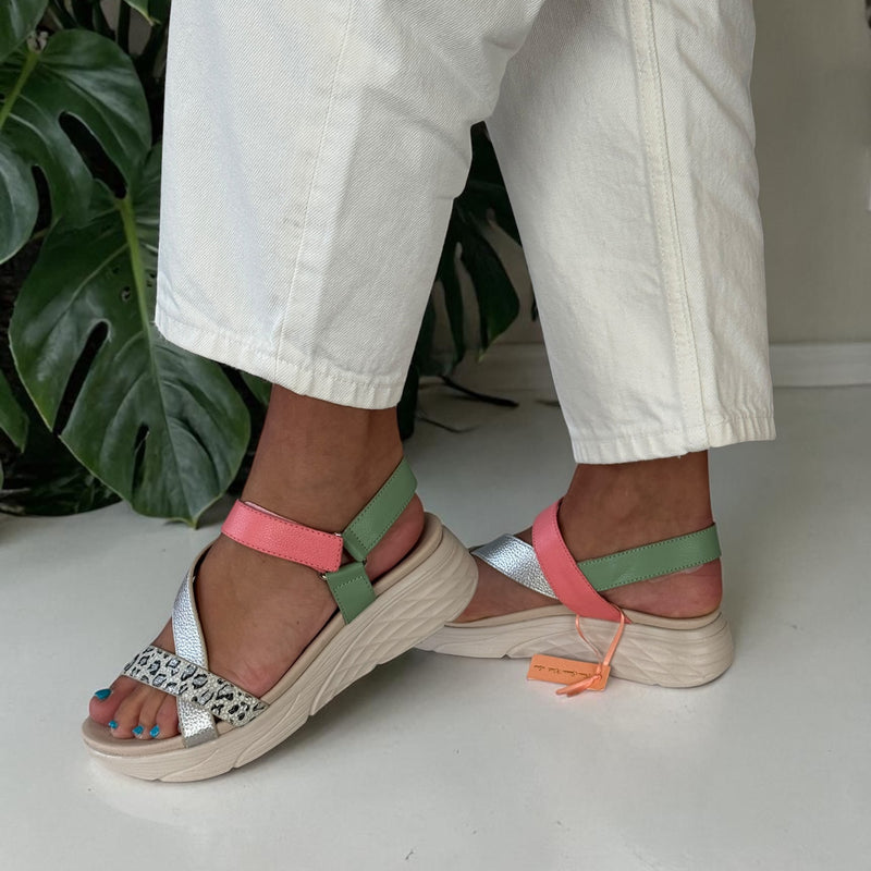 Womens Omg! Footwear Aswarby Ashover Peachy Wedge Sandals - Peachy