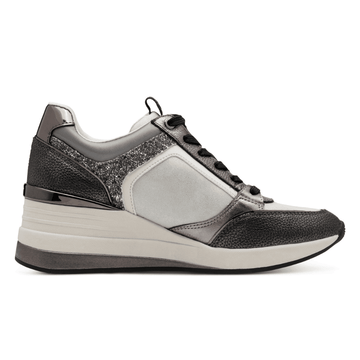 Womens Tamaris 23703 Combination Side Zip Wedge Trainers - Dark Grey