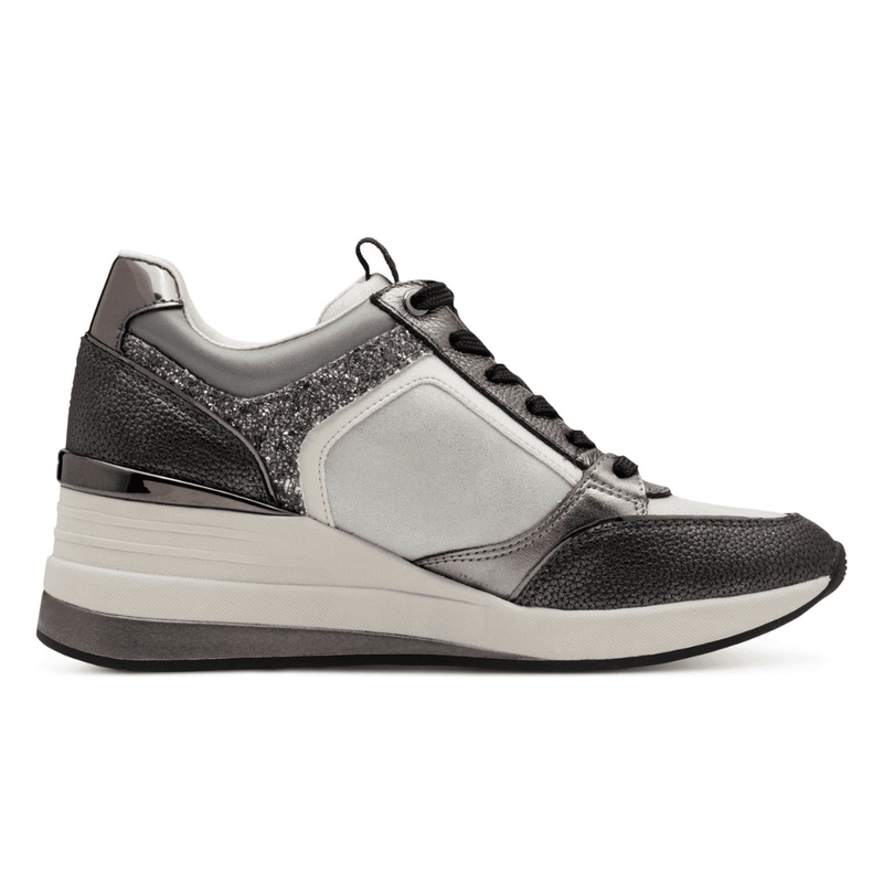 Womens Tamaris 23703 Combination Side Zip Wedge Trainers - Dark Grey