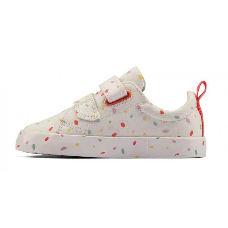 Clarks Infants Foxing Print Off White Trainers - Off White