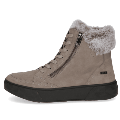 Womens Caprice 26202 Taupe Suede Fur Lined Wedge Boots - Mud Suede