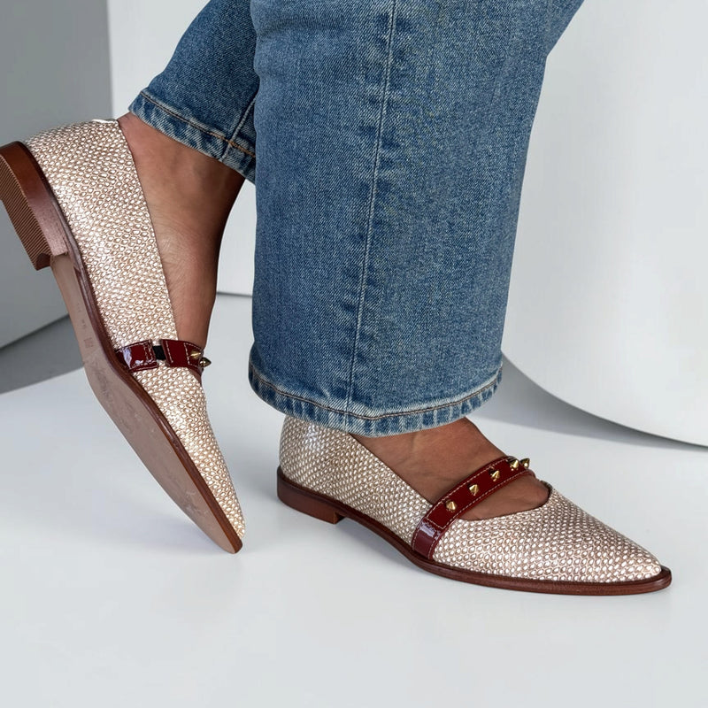 Womens AW26 Nemonic 2424 Renata Brown Flat Shoes - Brown