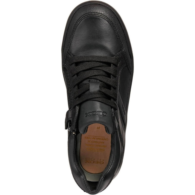 Junior Boys Geox Arzach Black School Shoes - Black