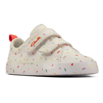 Clarks Infants Foxing Print Off White Trainers - Off White