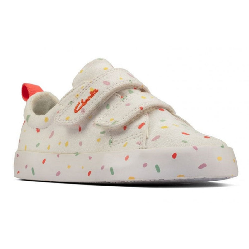Clarks Infants Foxing Print Off White Trainers - Off White