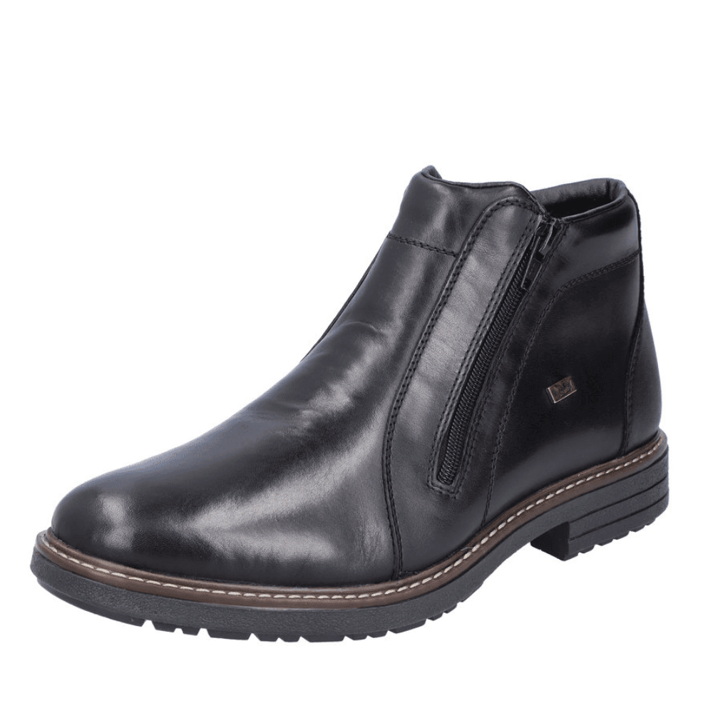 Mens Rieker 33160 Black Leather Double Zip Boots