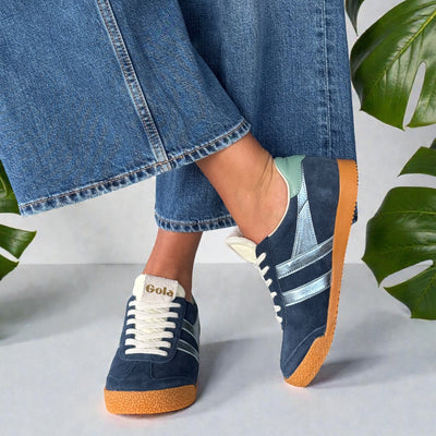 Womens Gola Elan Glitz Suede Trainers - Navy