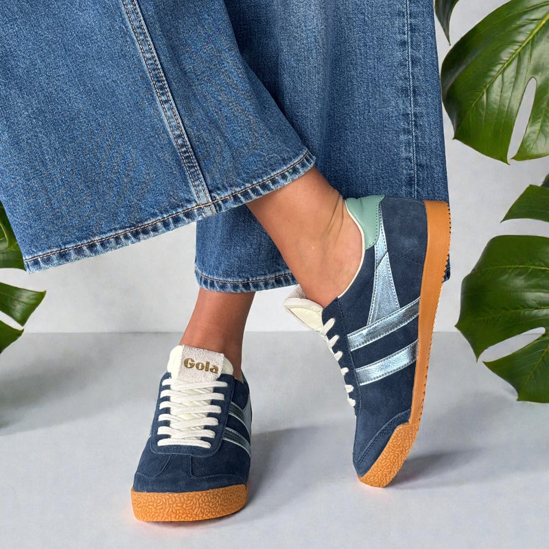 Womens Gola Elan Glitz Suede Trainers - Navy