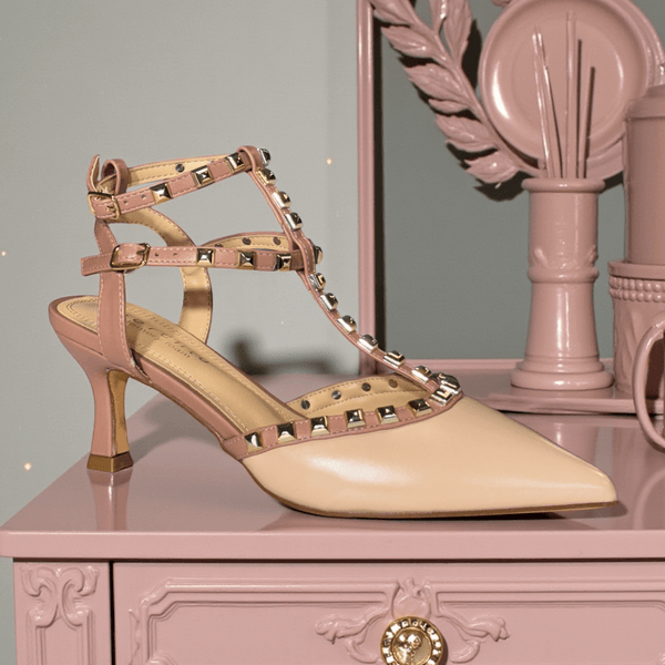 Womens Sorento Tinakilly Rockstud T-Bar Heels - Nude