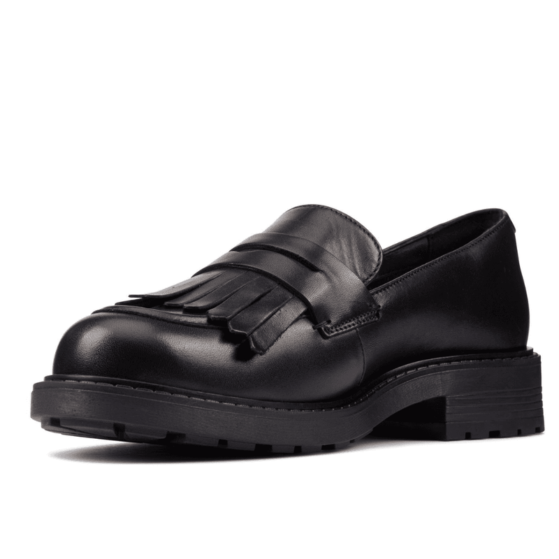 Clarks Orinoco2 Loafer Girls School Shoe - Black Leather