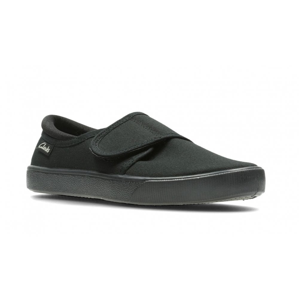 Junior Kids Clarks Hopper Run Black Fabric