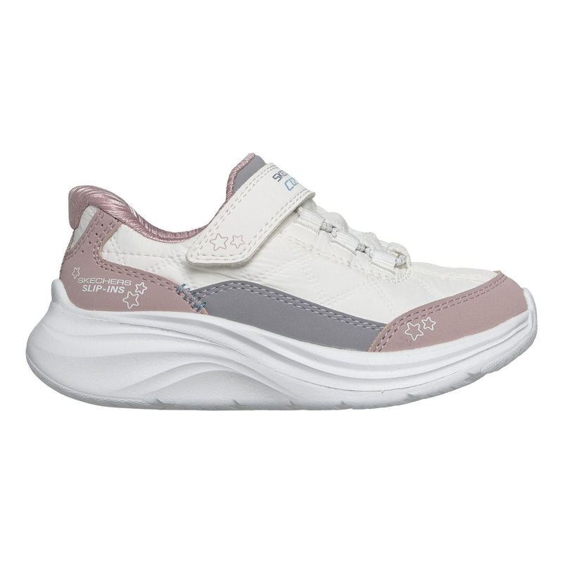 Toddler Girls Skechers Comfy Sprints - Cozy Fit White / Lavender Slip-Ins Trainers - White / Lavender