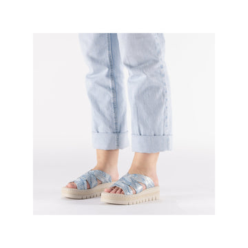 Womens Rieker V4989 Blue Wedge Sandal - Blue