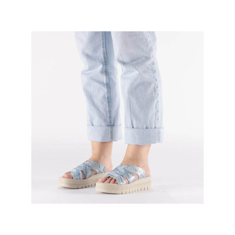 Womens Rieker V4989 Blue Wedge Sandal - Blue