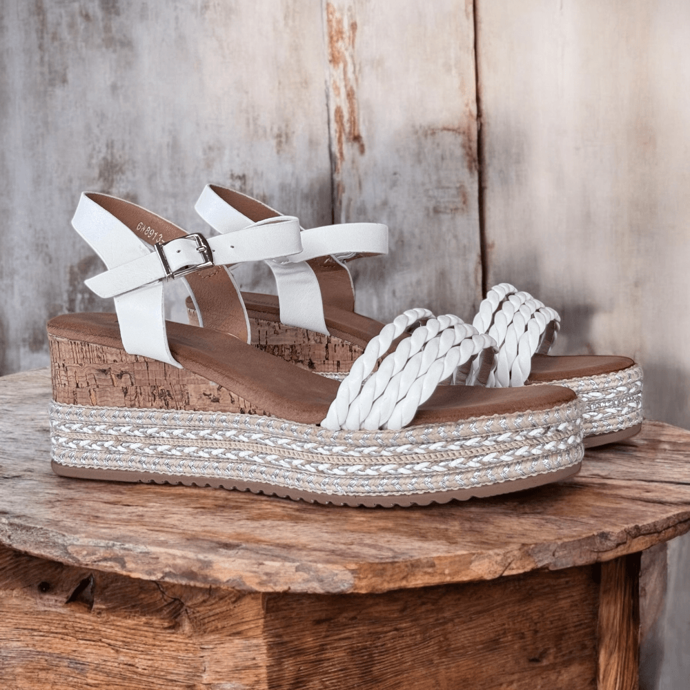 Womens Valentino Conte 6W8913 White Braid Strap Sandals