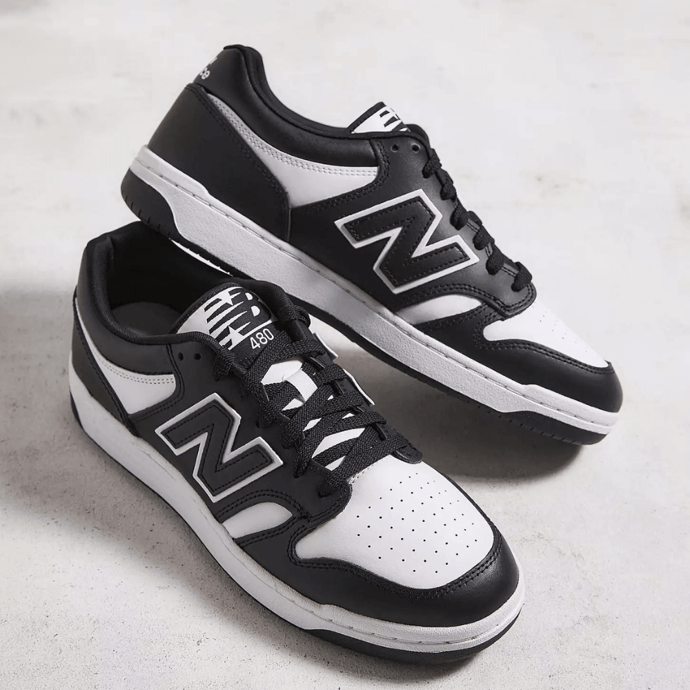 Womens New Balance 480 White & Black Trainers