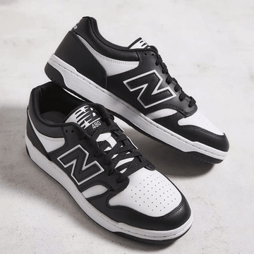 Womens New Balance 480 White & Black Trainers - White