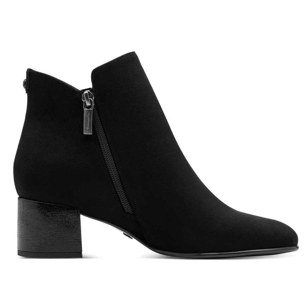Womens Tamaris 25354 Black Suede Low Block Heel Boots