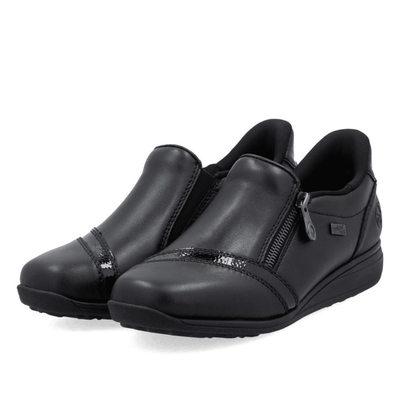 Womens Rieker 47264 Black Side Zip Wedge Shoes - Black