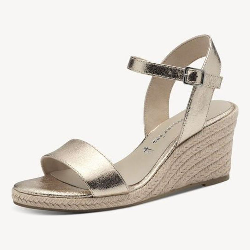Womens Tamaris 28300 Gold Wedge Sandals - Gold