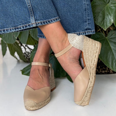 Womens Wonders YD-SI685 Wedge Espadrilles - Natural Beige