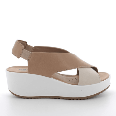 Womens Igi & Co Wedge Crossover Sandals - Beige Gold