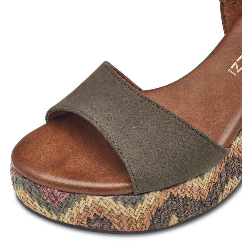 Womens Marco Tozzi 28008 Heeled Sandals - Khaki Combination