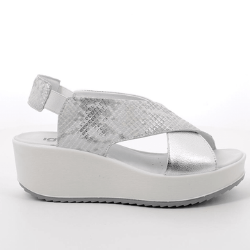 Womens Igi & Co Wedge Crossover Sandals - Silver Snake