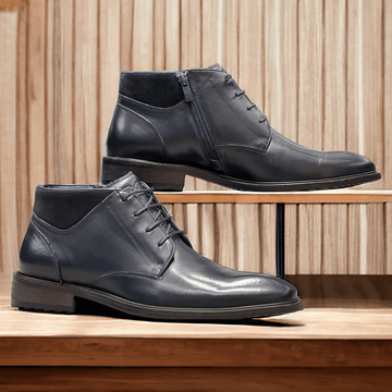Escape Mens Singspiel Marine Navy Laced Ankle Boots - Marine