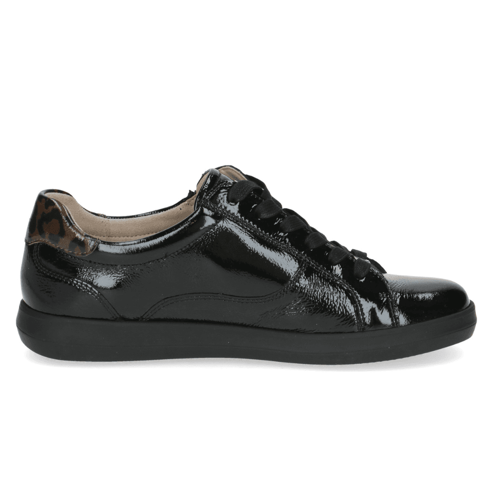 Womens Caprice 23762 Black Patent Side Zip Trainers