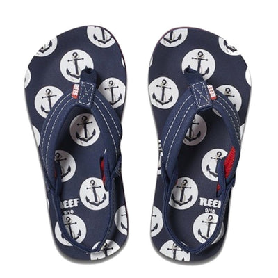 Reef Kids Little Ahi Back Strap Anchors Navy Flip Flops Sandals - RF002345ANC - Navy
