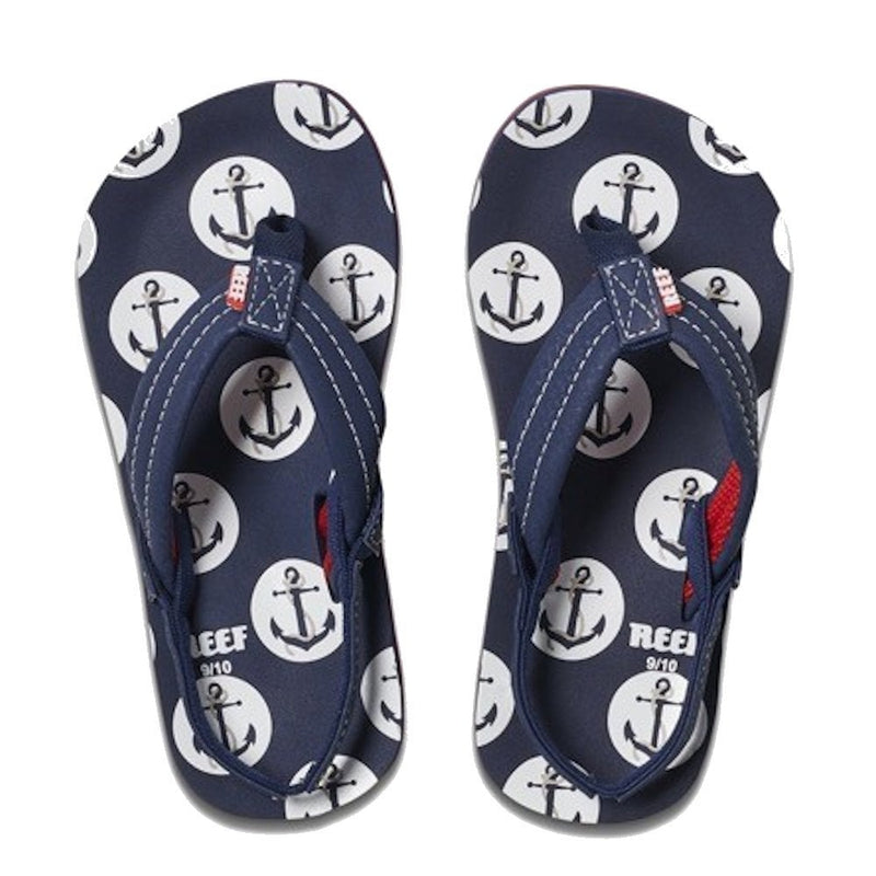 Reef Kids Little Ahi Back Strap Anchors Navy Flip Flops Sandals - RF002345ANC - Navy