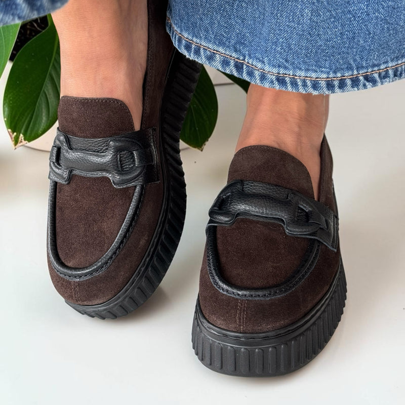 Womens Wonders 5203 Loafers - Brown Suede
