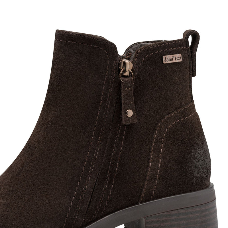 Womens Jana 25711 Side Zip Ankle Boots - Mocca Suede