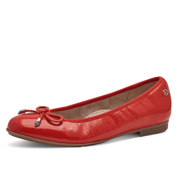 Womens Tamaris Comfort 82102 Ballerina Pumps - Red Patent