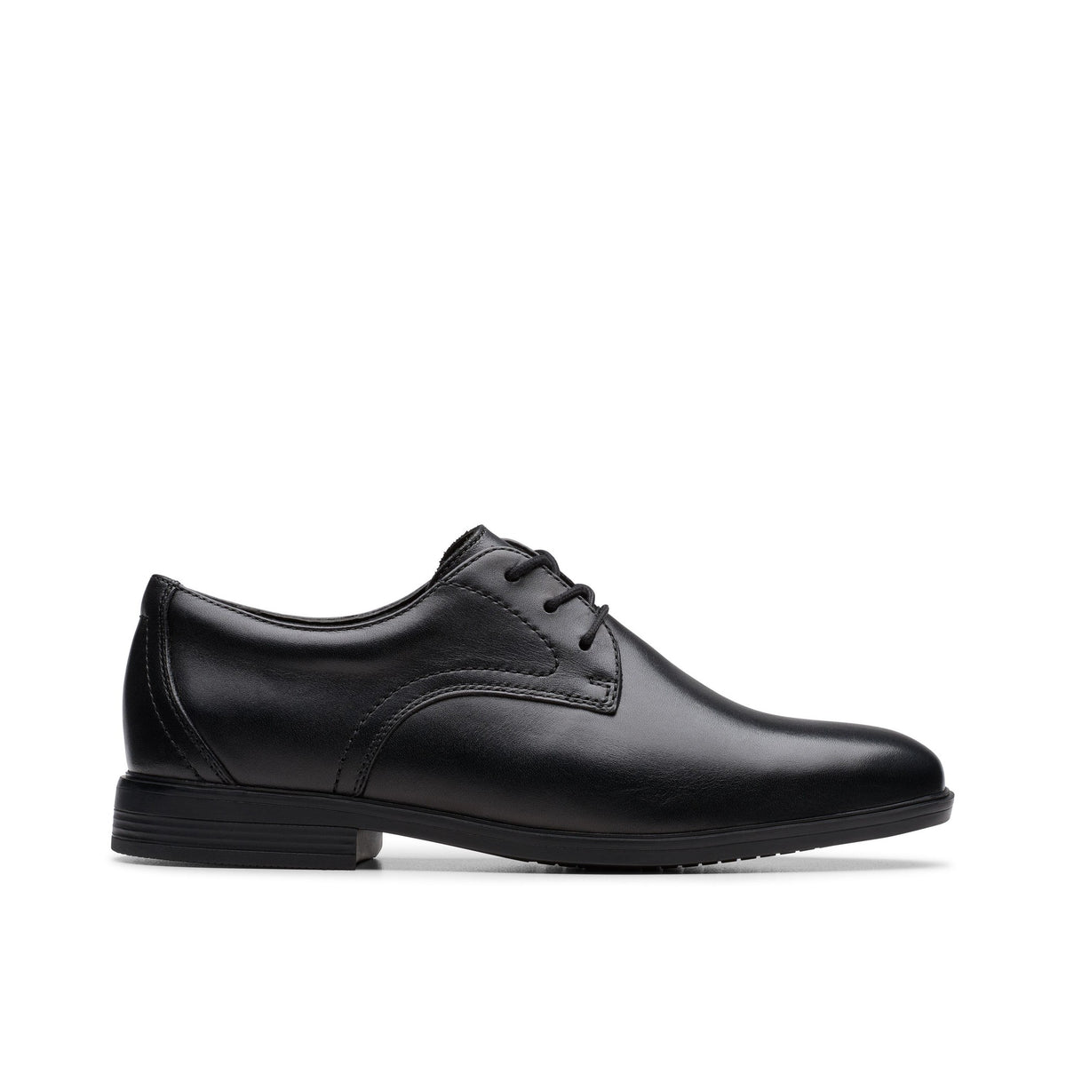 Boys Clarks Jonwin Loop Youth Plain Black School Shoes