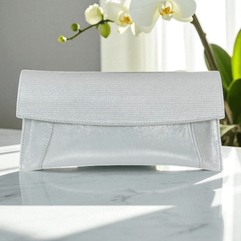 Womens Emis Ladies Clutch Bag - White Silver