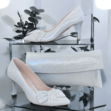 Womens Emis S8353 Court Heels - White Silver