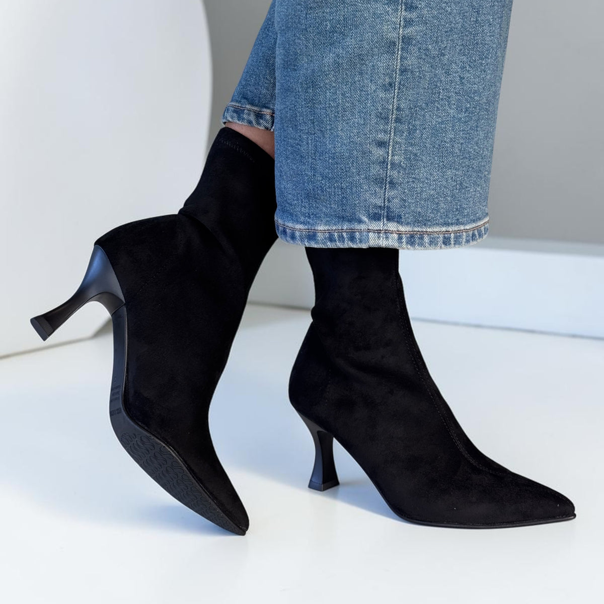 Womens Miss Elastic 78042 Faux Stretch Ankle Boot
