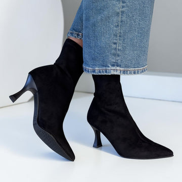 Womens Miss Elastic 78042 Faux Stretch Ankle Boot - Negro